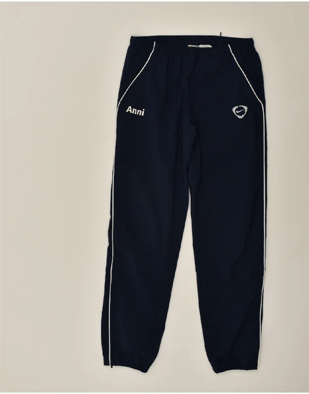 NIKE Womens Tracksuit Trousers Joggers UK 8/10 Small Navy Blue Polyester