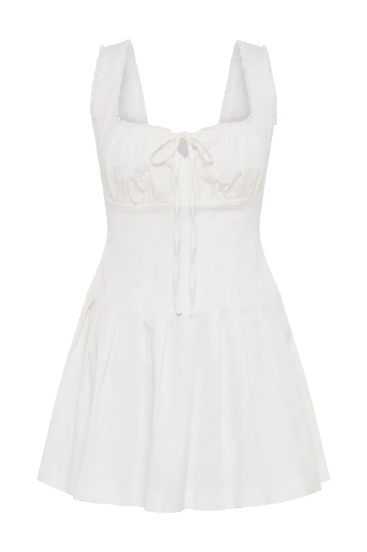 Donna Cotton Ruched Mini Dress - White