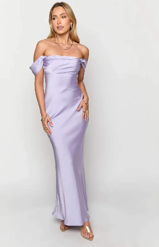 Ella Lilac Off Shoulder Maxi Formal Dress