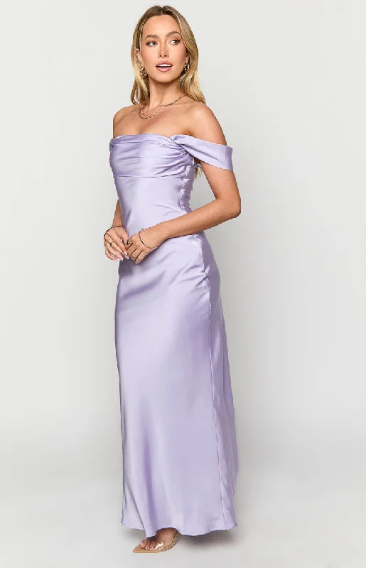 Ella Lilac Off Shoulder Maxi Formal Dress