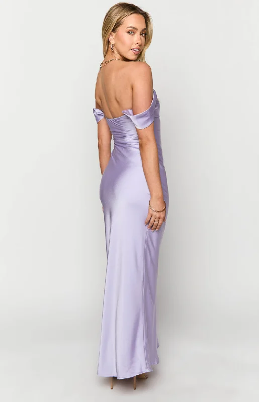 Ella Lilac Off Shoulder Maxi Formal Dress