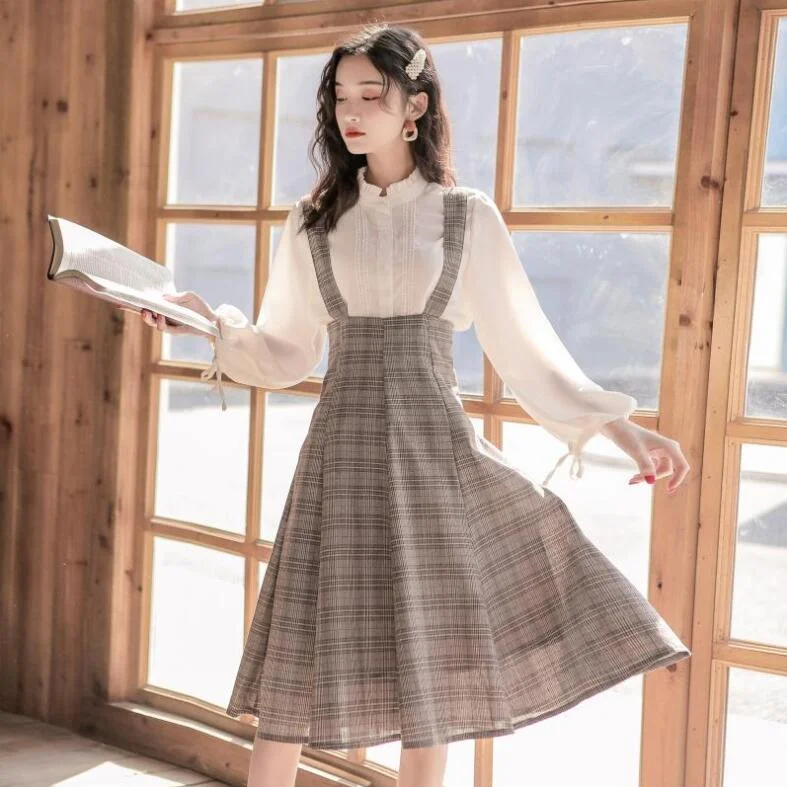 Fashion retro shirt + dress set yv43272