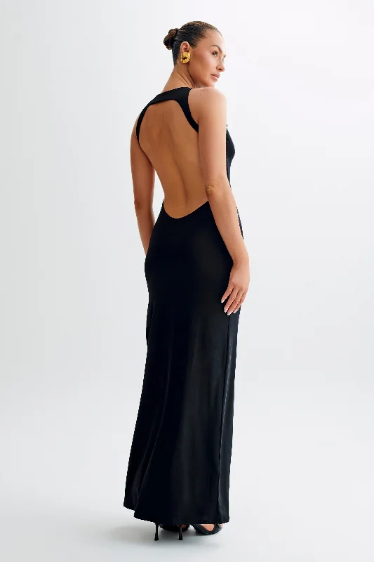 Louise Slinky Backless Maxi Dress - Black