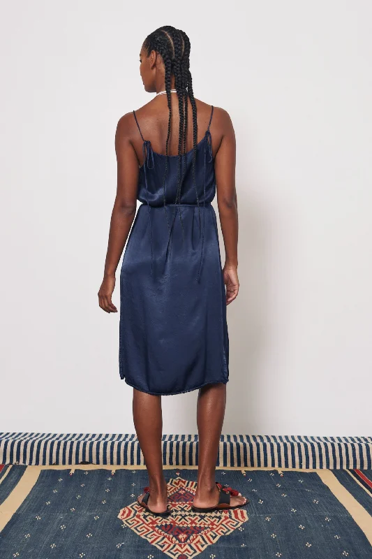 Pebble Satin Midnight Lily Midi Dress