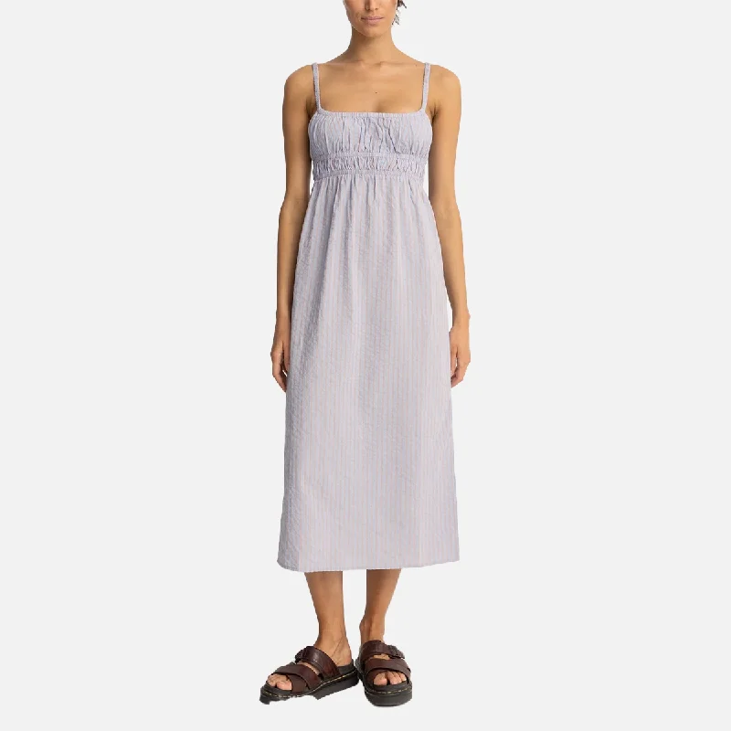 Rhythm Paradiso Babydoll Midi Dress - Soft Blue