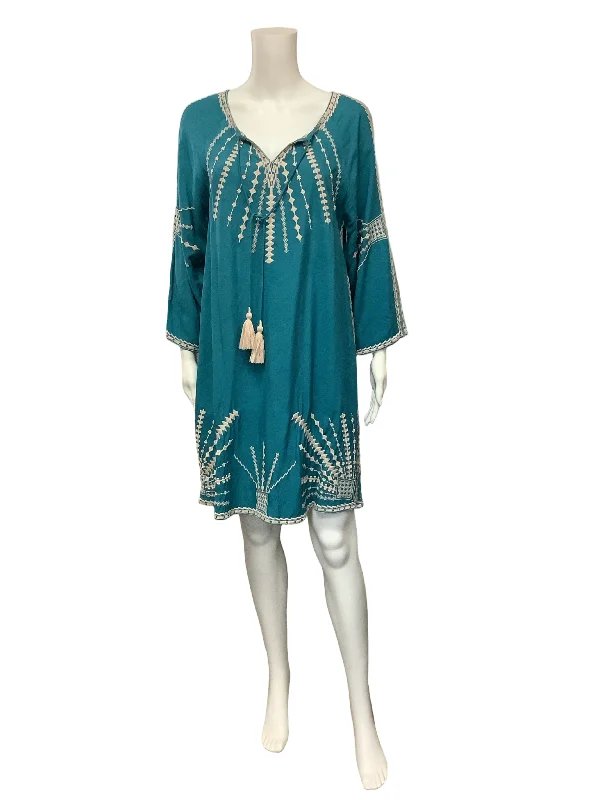 Tolani Dress Teal Embroidered Tunic Size: S