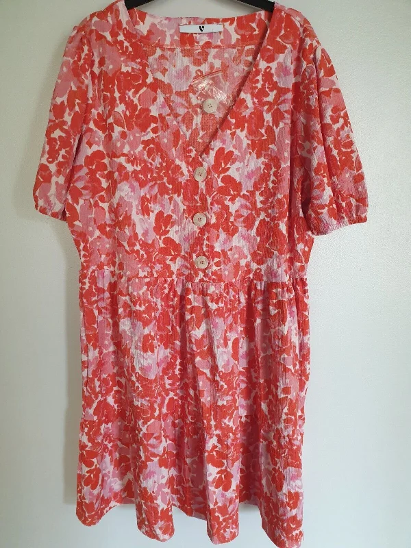 Womens Red Print Dress UK 12 ****Ref V271