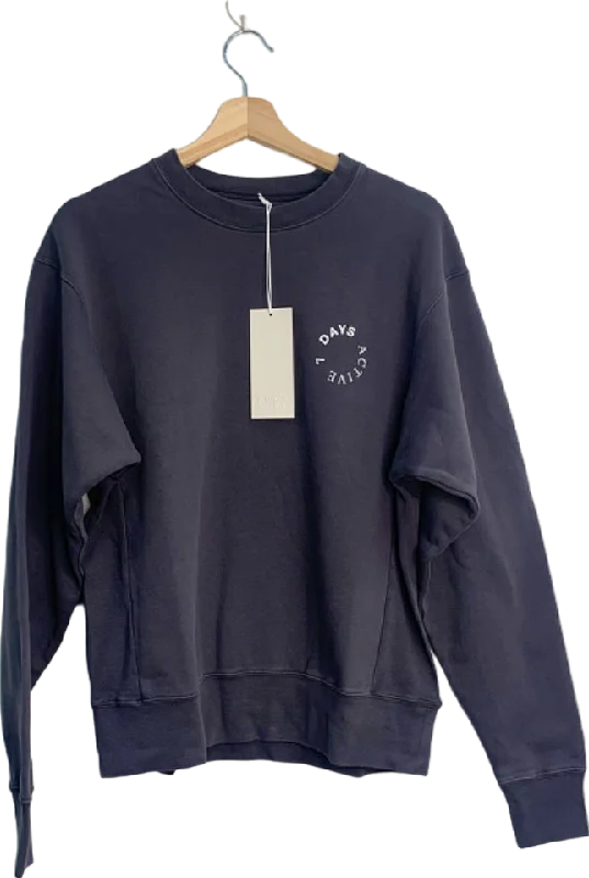 7 Days Active Dark Grey Monday Crew Neck Sweatshirt S