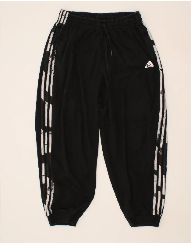 ADIDAS Womens Capri Tracksuit Trousers Joggers UK 16/18 Large Black Cotton