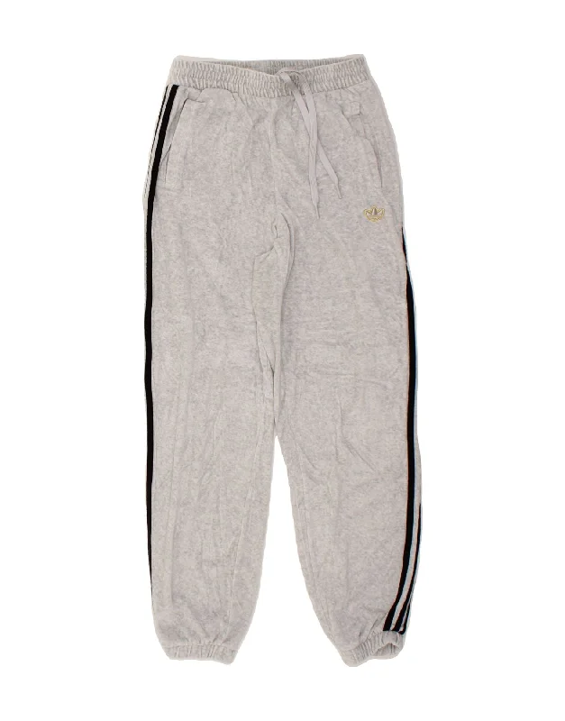 ADIDAS Womens Tracksuit Trousers Joggers UK 10 Small  Grey Cotton