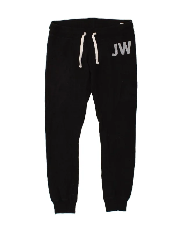 JACK WILLS Womens Graphic Tracksuit Trousers Joggers UK 10 Small Black