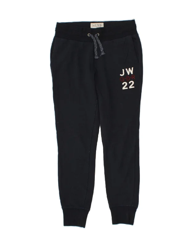 JACK WILLS Womens Graphic Tracksuit Trousers Joggers UK 10 Small Navy Blue