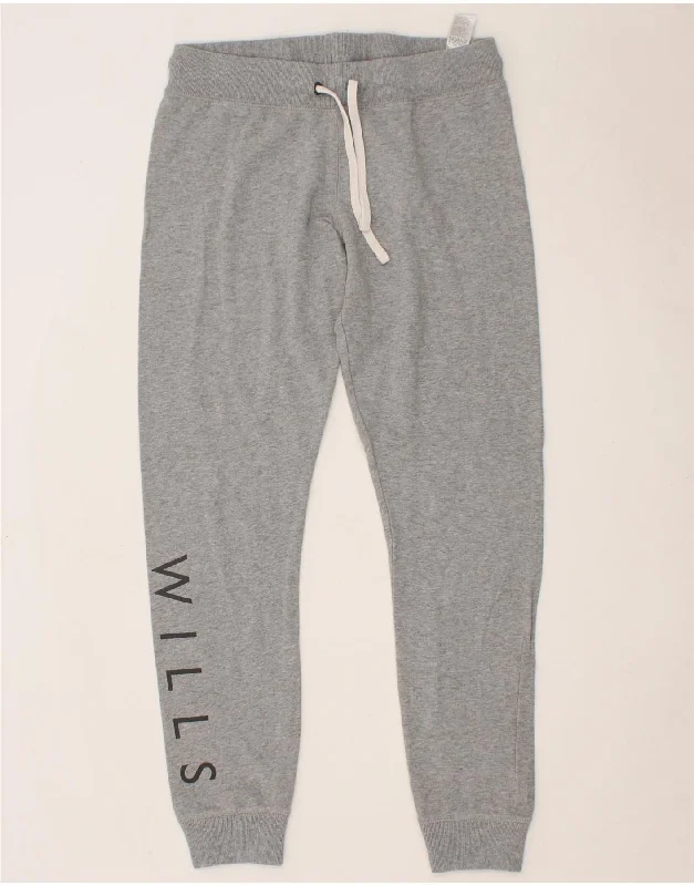 JACK WILLS Womens Graphic Tracksuit Trousers Joggers UK 12 Medium Grey