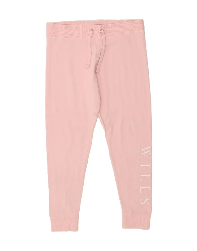 JACK WILLS Womens Graphic Tracksuit Trousers Joggers UK 14 Medium Pink