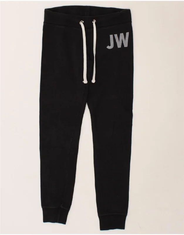 JACK WILLS Womens Graphic Tracksuit Trousers Joggers UK 8 Small Black