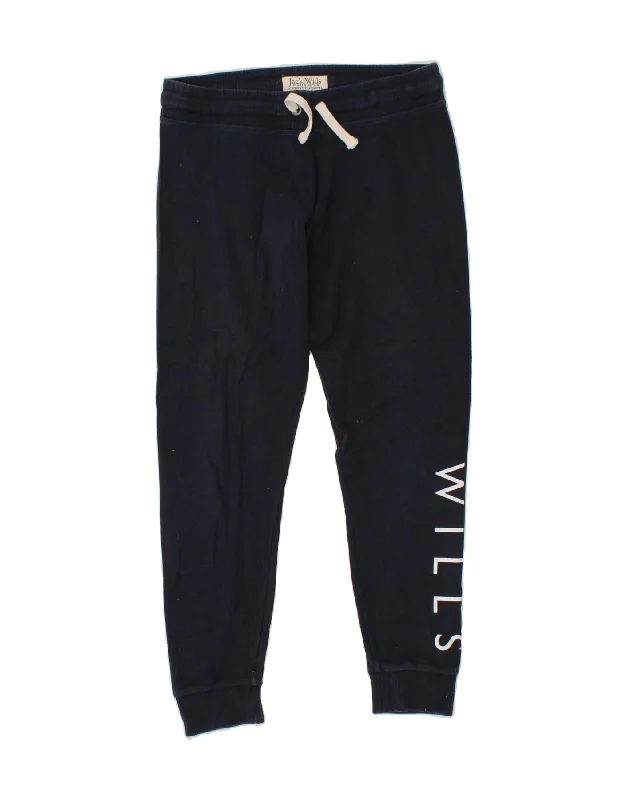 JACK WILLS Womens Tracksuit Trousers Joggers UK 12 Medium Navy Blue Cotton