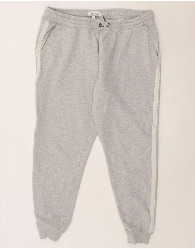 JACK WILLS Womens Tracksuit Trousers Joggers UK 14 Large Grey Cotton