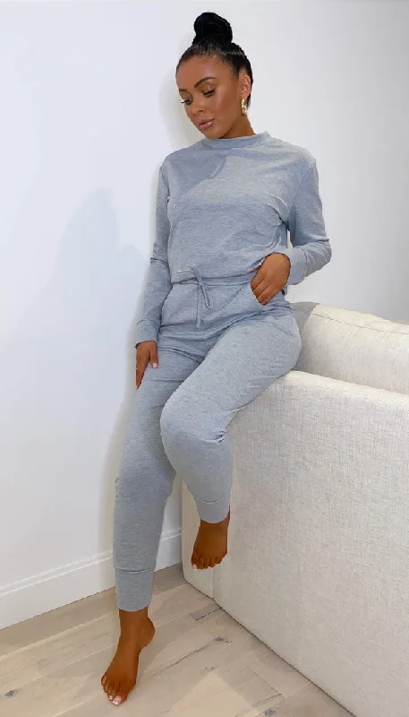 Long Sleeved Plain Lounge Wear Two Piece