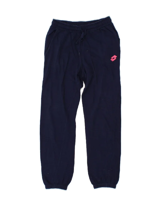 LOTTO Womens Tracksuit Trousers Joggers UK 10 Small Navy Blue Cotton