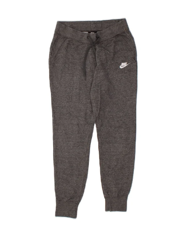 NIKE Womens Tracksuit Trousers Joggers UK 10 Small Grey Flecked Cotton