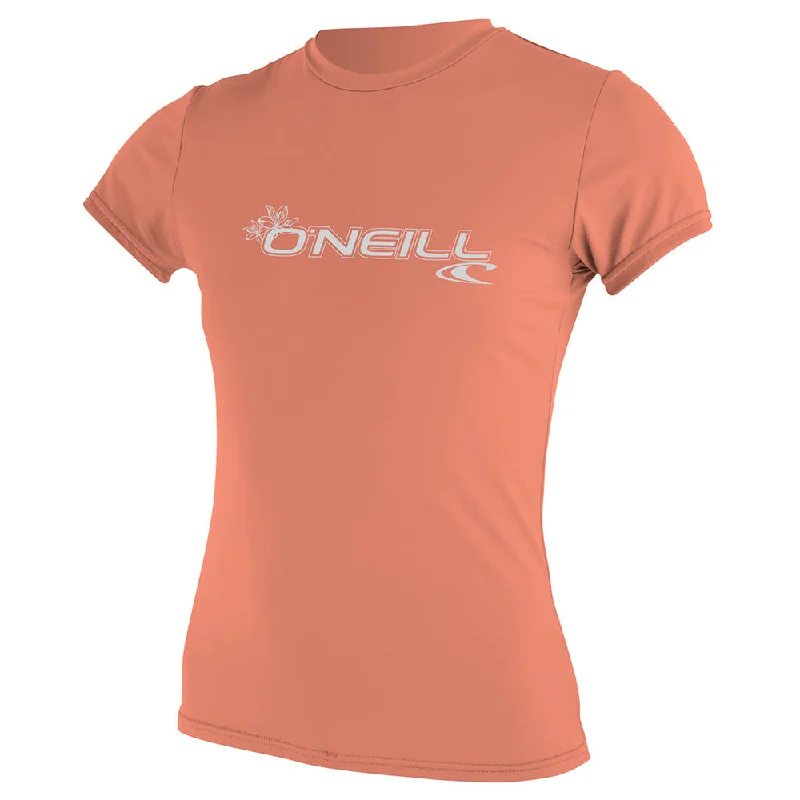 O'Neill Womens Basic Skins Short Sleeve Sun Shirt-Light Grapefruit