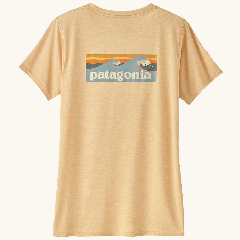 Patagonia Cap Cool T-Shirt  - Boardshort Logo: Sandy Melon X-Dye