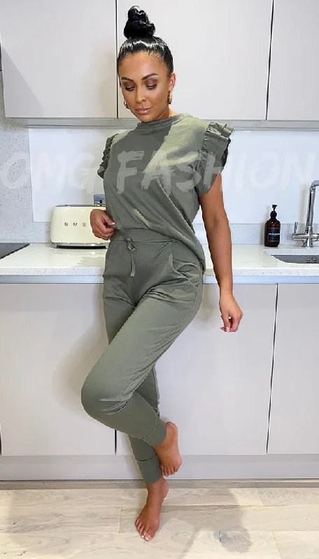 The Frill Sleeve Vest Lounge Wear Two Piece Tracksuit