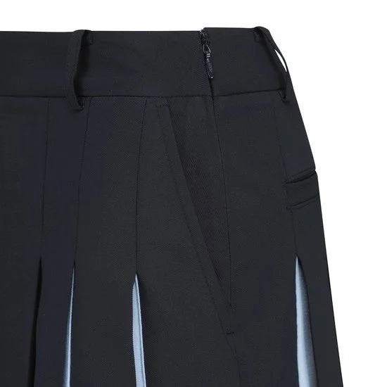 Women Blade Pleats Skirt Navy