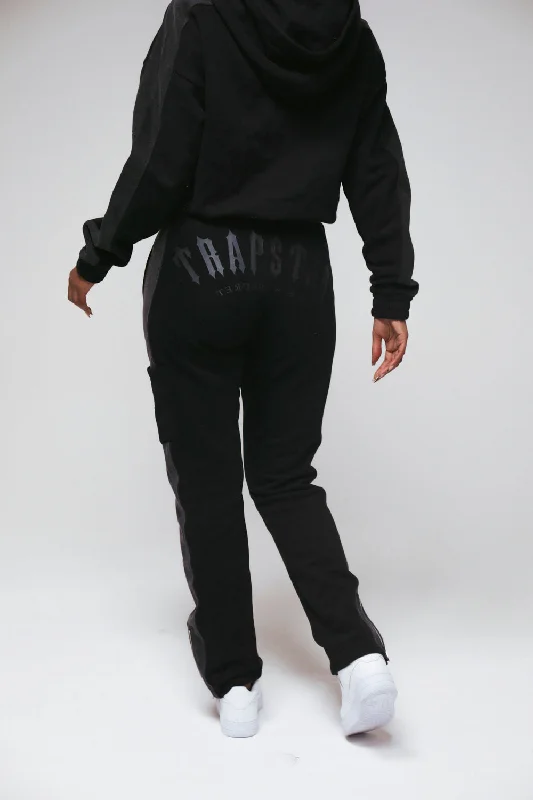 Women's Denim Panel Deconstructed Track Bottoms - Black