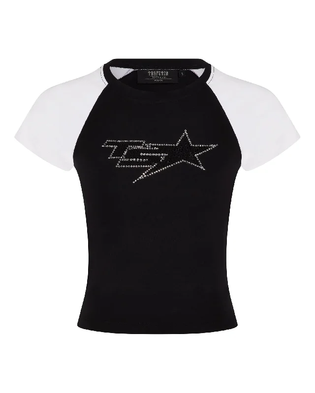 Women's TS Star Raglan Baby Tee - Black/White