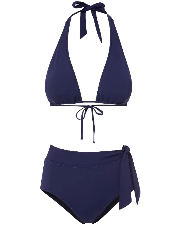 Allison Top + Side Tie High Waist in Navy