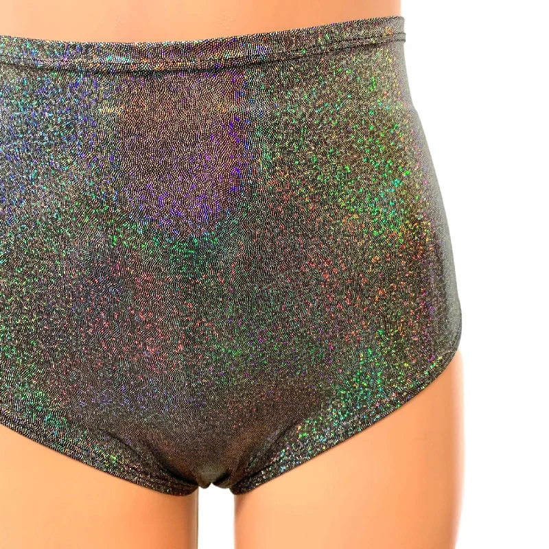 Gleaming Silver Holographic High Waist Scrunch Bikini