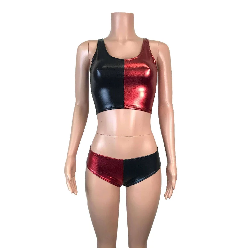 Harley Quinn Costume w/ Crop Top and Cheeky Bikini Outfit