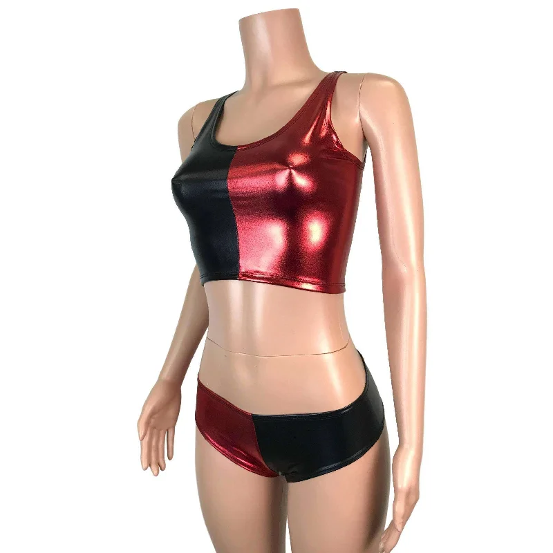 Harley Quinn Costume w/ Crop Top and Cheeky Bikini Outfit