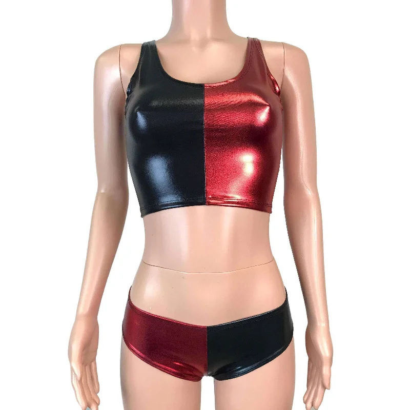 Harley Quinn Costume w/ Crop Top and Cheeky Bikini Outfit