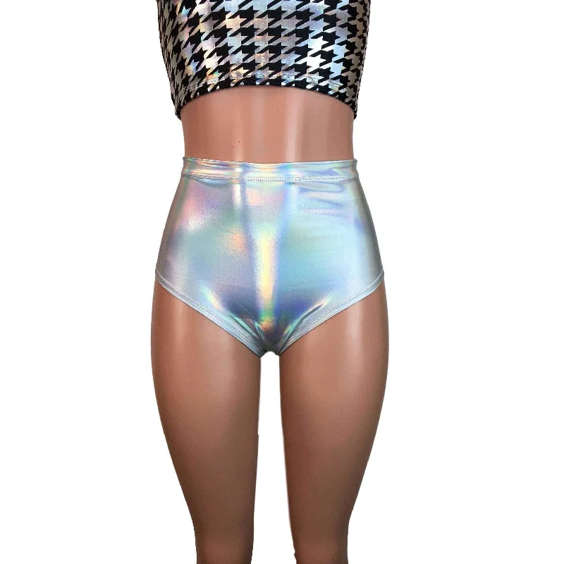 High Waisted Hot Pants - Opal Holographic Bikini