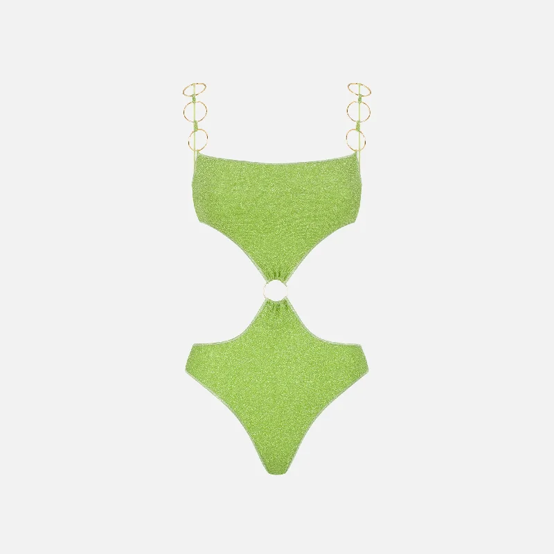 Oseree Lumiere Ring Cut Out Maillot - Lime