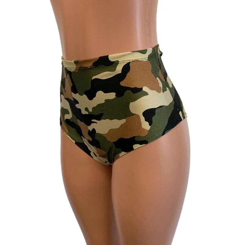 High Waist Scrunch Bikini Hot Pants - Camouflage