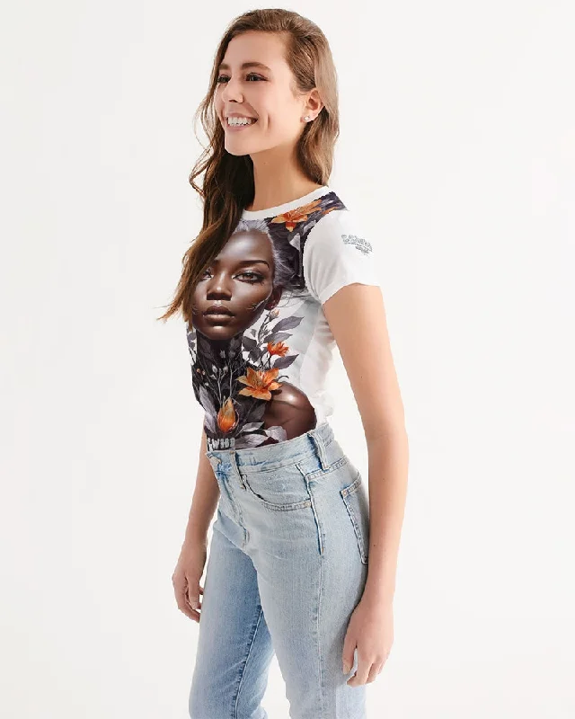 Beautiful black silver grey hair blossom women Women's All-Over Print Tee