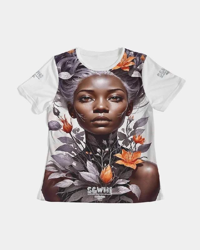 Beautiful black silver grey hair blossom women Women's All-Over Print Tee