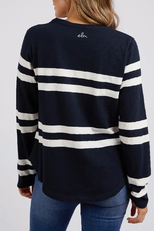 Elm Allegra L/S Tee - Navy/Vintage White