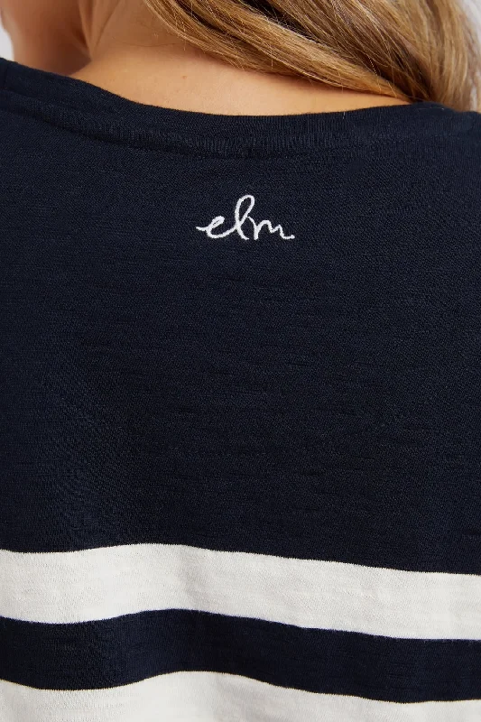 Elm Allegra L/S Tee - Navy/Vintage White