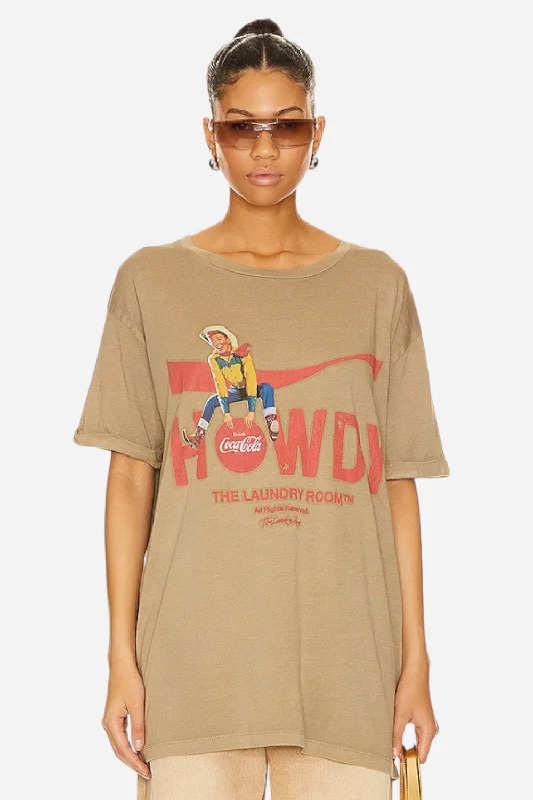 Laundry Room Howdy Coke Oversized Tee in Camel Gold