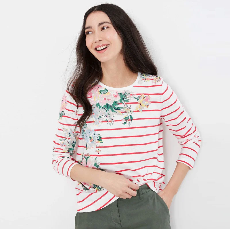 Joules Ladies Lottie Print Long Sleeve Classic Crew Neck Top