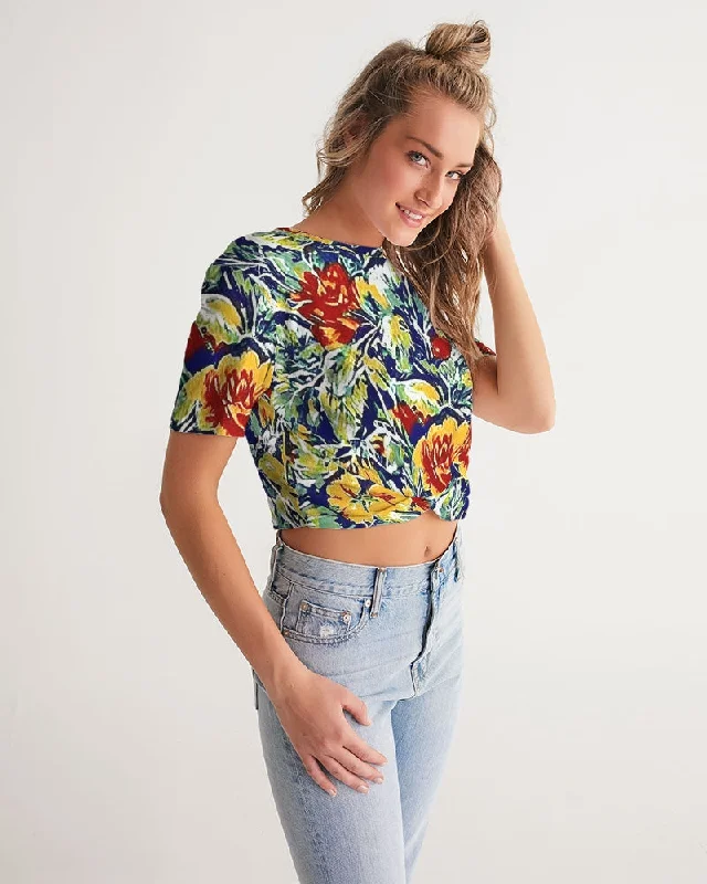 Painted floor design Women's All-Over Print Twist-Front Cropped Tee