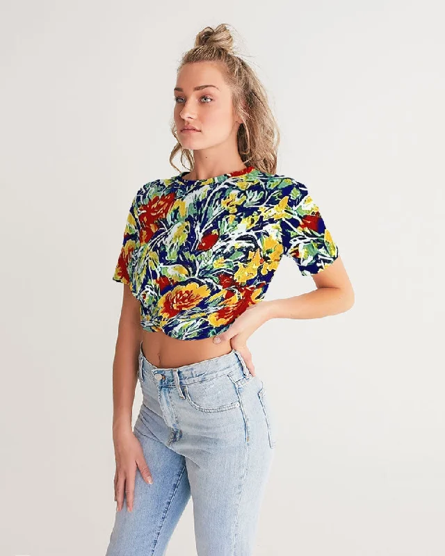 Painted floor design Women's All-Over Print Twist-Front Cropped Tee