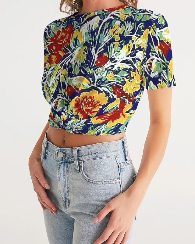 Painted floor design Women's All-Over Print Twist-Front Cropped Tee