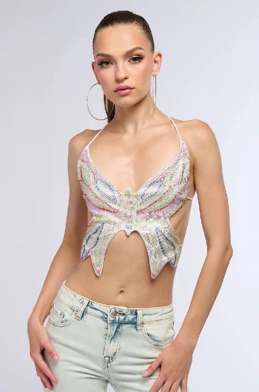 TIME TO FLY BUTTERFLY RHINESTONE TOP