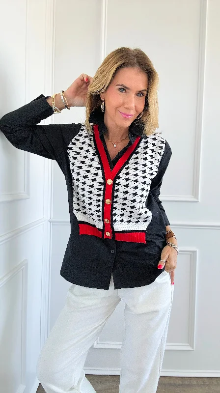 Cardigan Blouse Combo Top