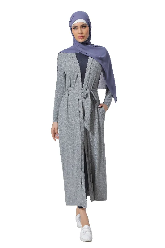 Gray Cotton Maxi Cardigan-PREORDER